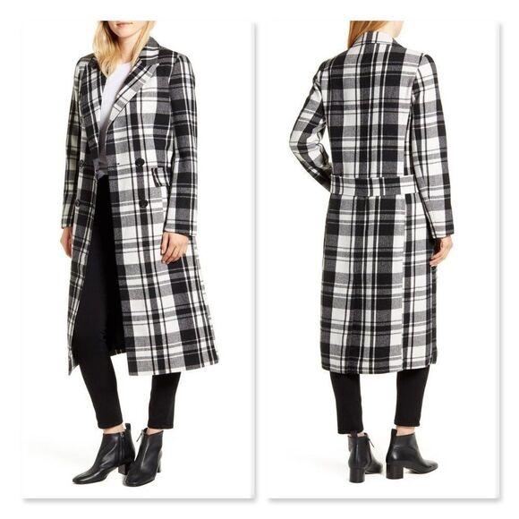 Halogen Double Breasted Check Coat sz 10 - Picture 1 of 12